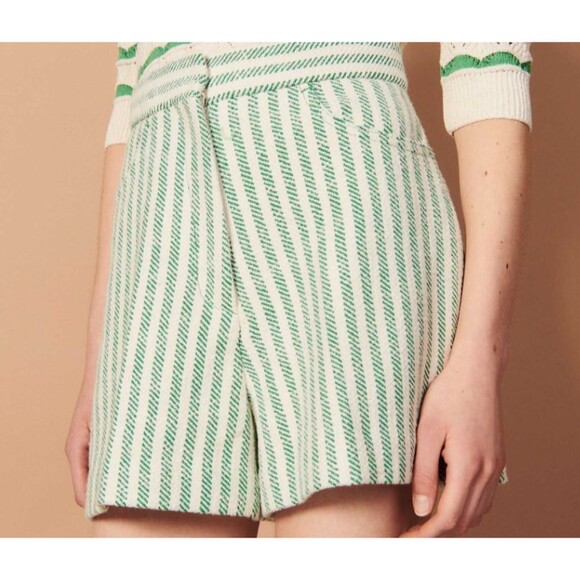 Sandro Wide Stiped Shorts 40 FR (Equivalent US Large) Tailored Fit - Picture 1 of 8